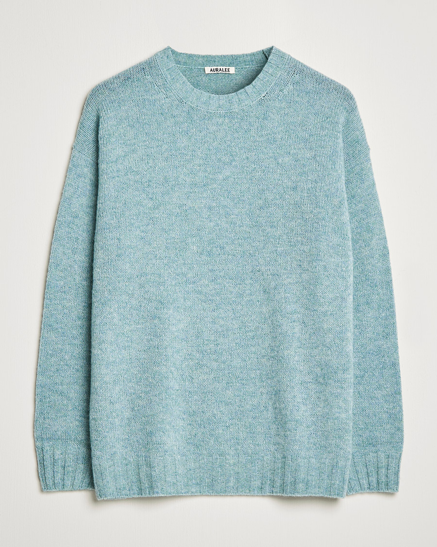 Men | Sweaters & Knitwear | Auralee | Wool/Cashmere Crewneck Knit Top Blue Green