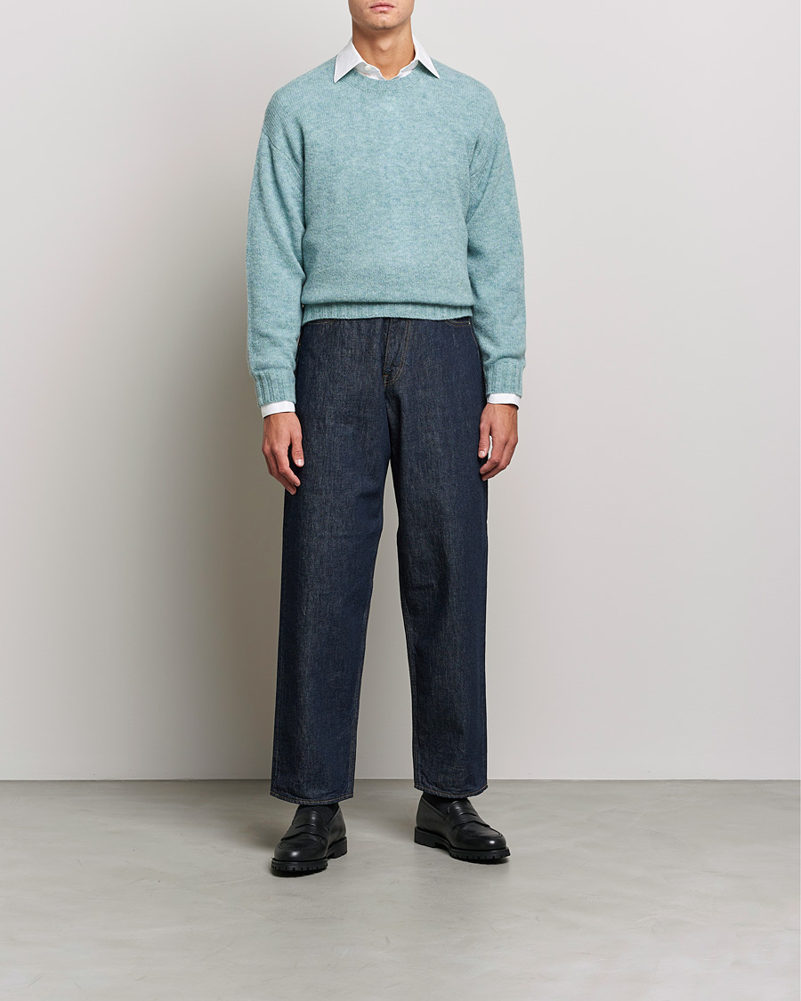Men | Sweaters & Knitwear | Auralee | Wool/Cashmere Crewneck Knit Top Blue Green