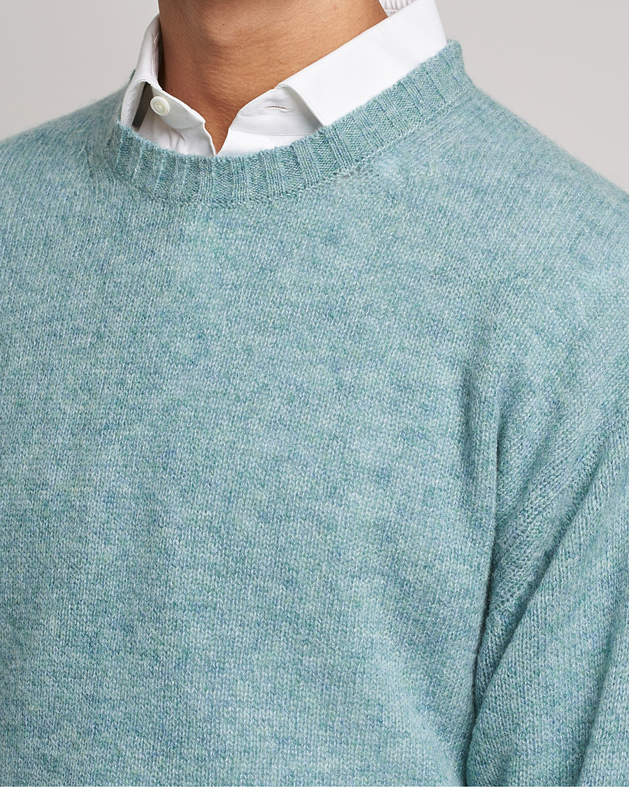Men | Sweaters & Knitwear | Auralee | Wool/Cashmere Crewneck Knit Top Blue Green