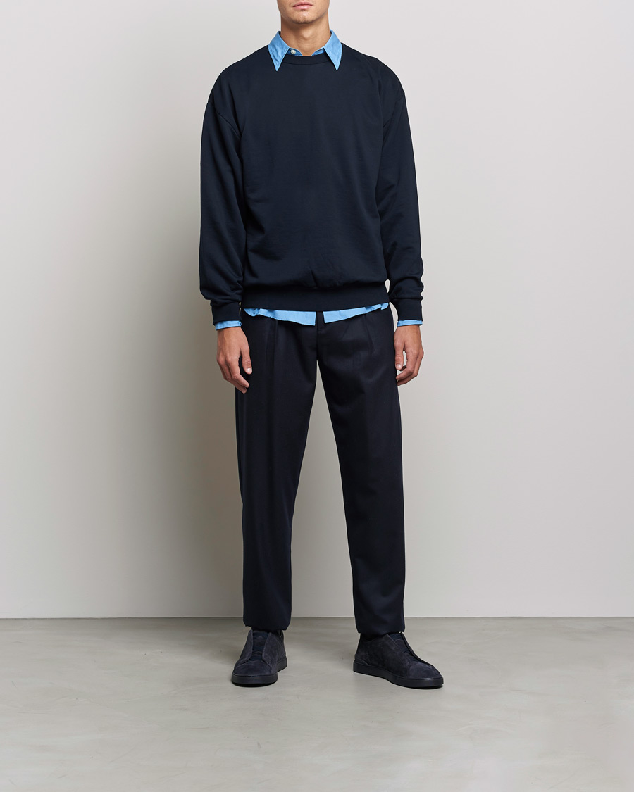 Men | Sweaters & Knitwear | Auralee | High Gauge Sweatshirt Navy