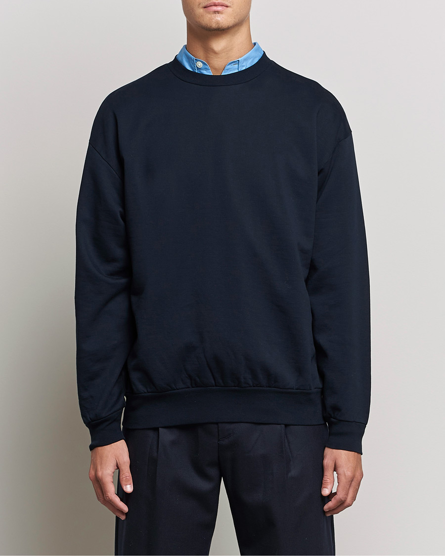 Men | Sweaters & Knitwear | Auralee | High Gauge Sweatshirt Navy