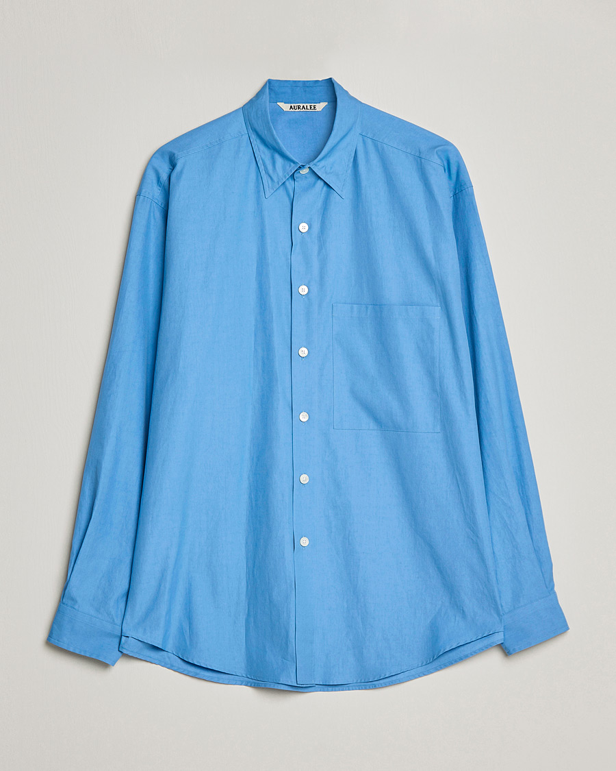 Men |  | Auralee | Finx Twill Shirt Clear Blue