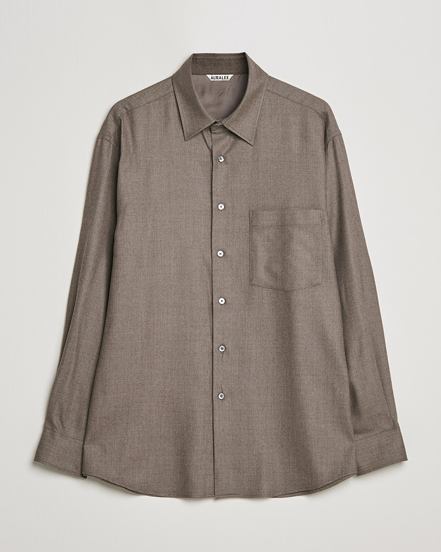Men | Shirts | Auralee | Super Light Wool Shirt Dark Brown