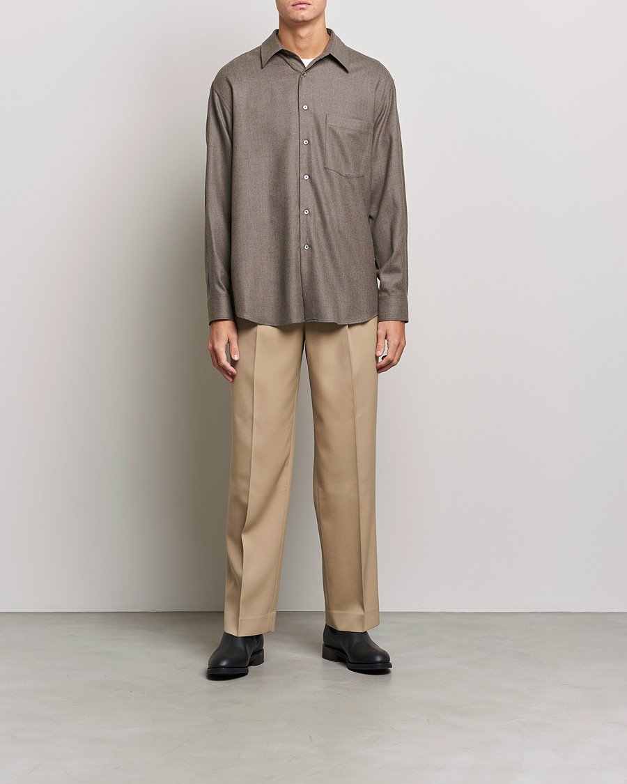 Men | Shirts | Auralee | Super Light Wool Shirt Dark Brown