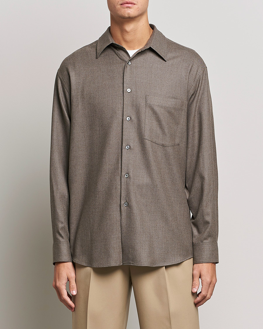 Men | Shirts | Auralee | Super Light Wool Shirt Dark Brown