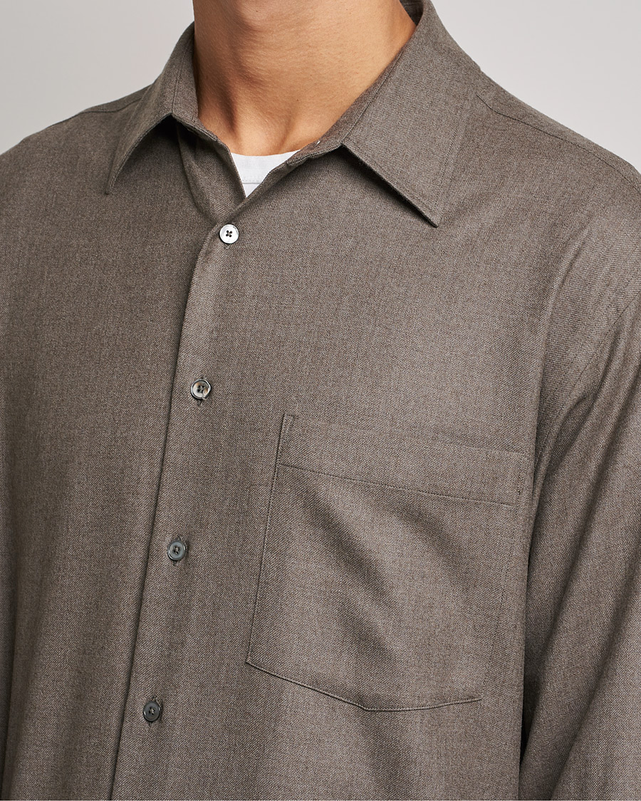Men | Shirts | Auralee | Super Light Wool Shirt Dark Brown