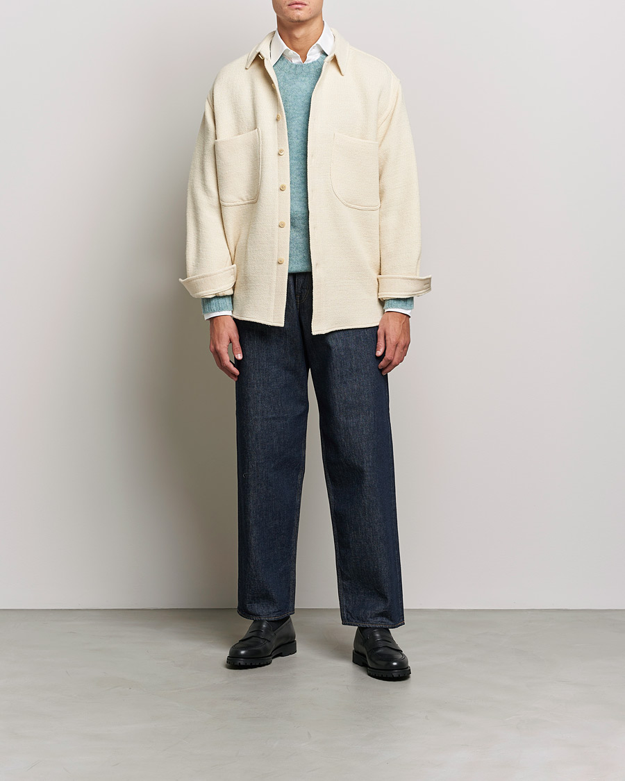 Men | Clothing | Auralee | Double Pocket Wool Overshirt Ivory
