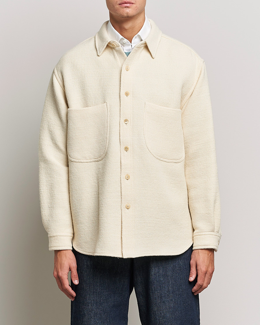 Men | Shirts | Auralee | Double Pocket Wool Overshirt Ivory