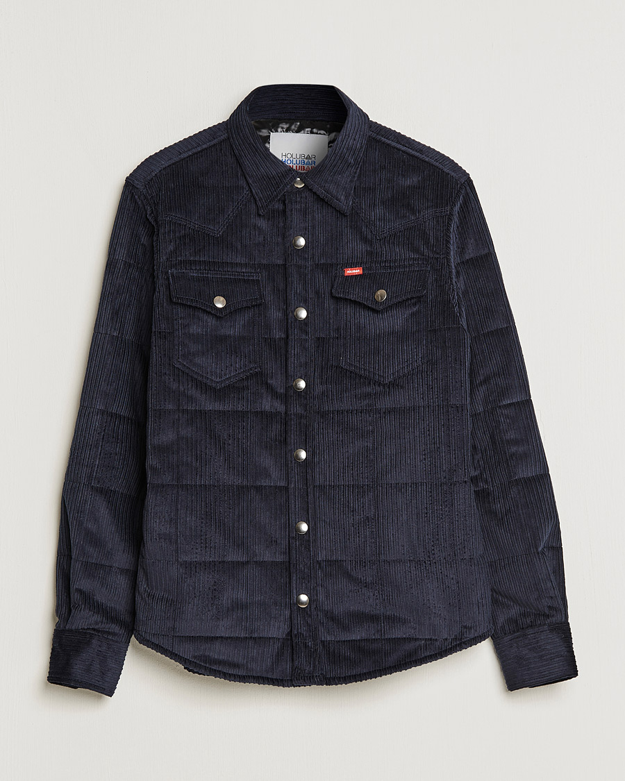 Men | Shirts | Holubar | Montana Padded Cord Overshirt Dark Blue