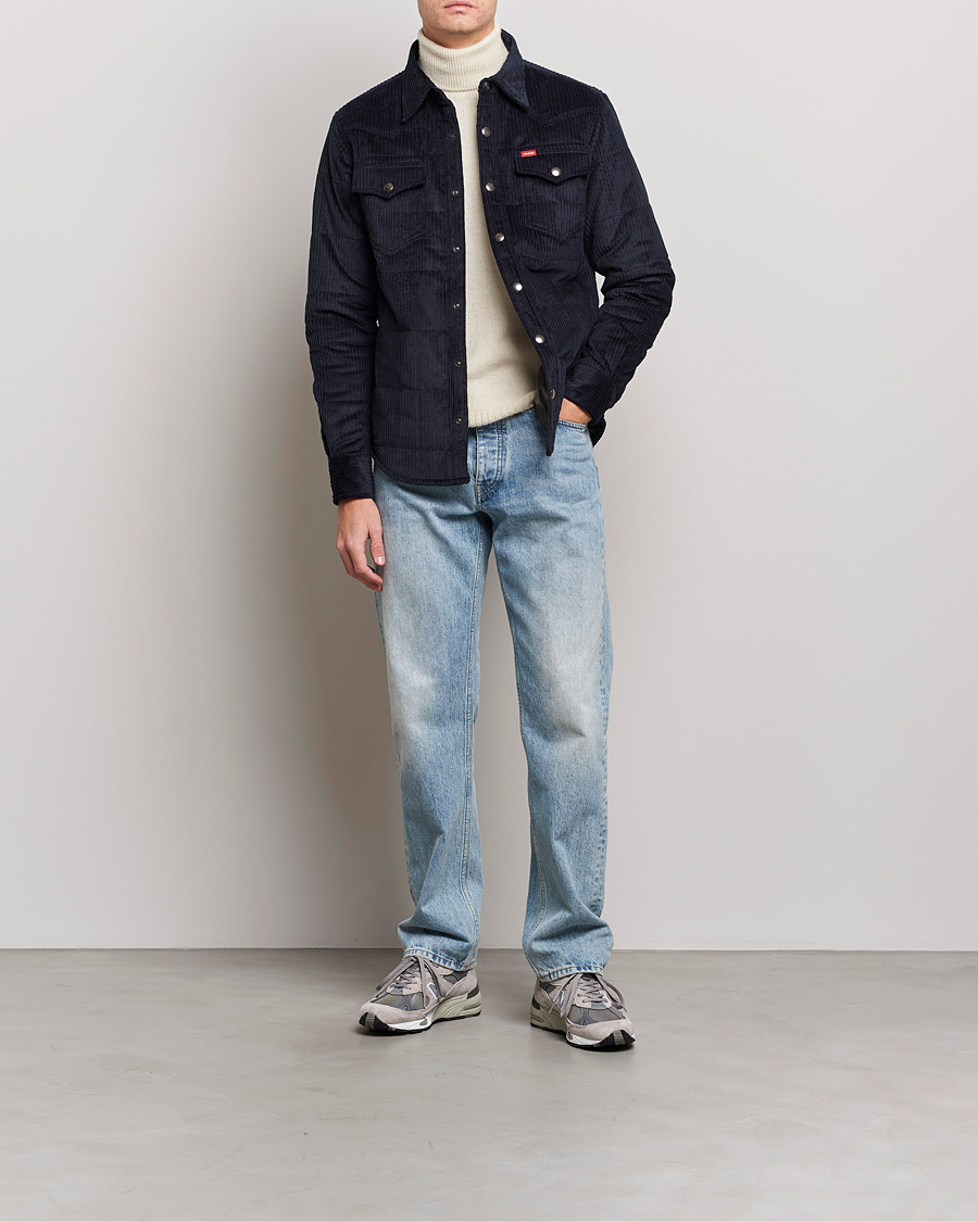 Men | Shirts | Holubar | Montana Padded Cord Overshirt Dark Blue