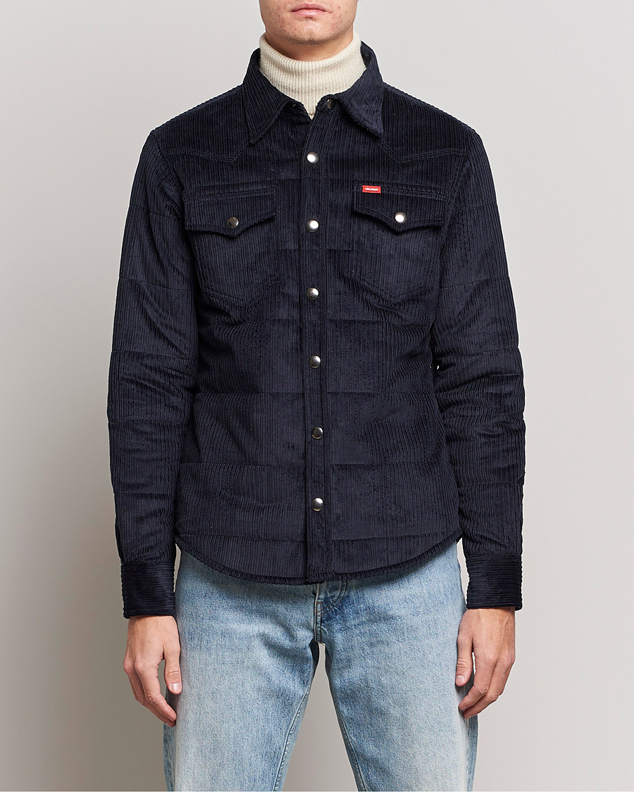Men | Shirts | Holubar | Montana Padded Cord Overshirt Dark Blue