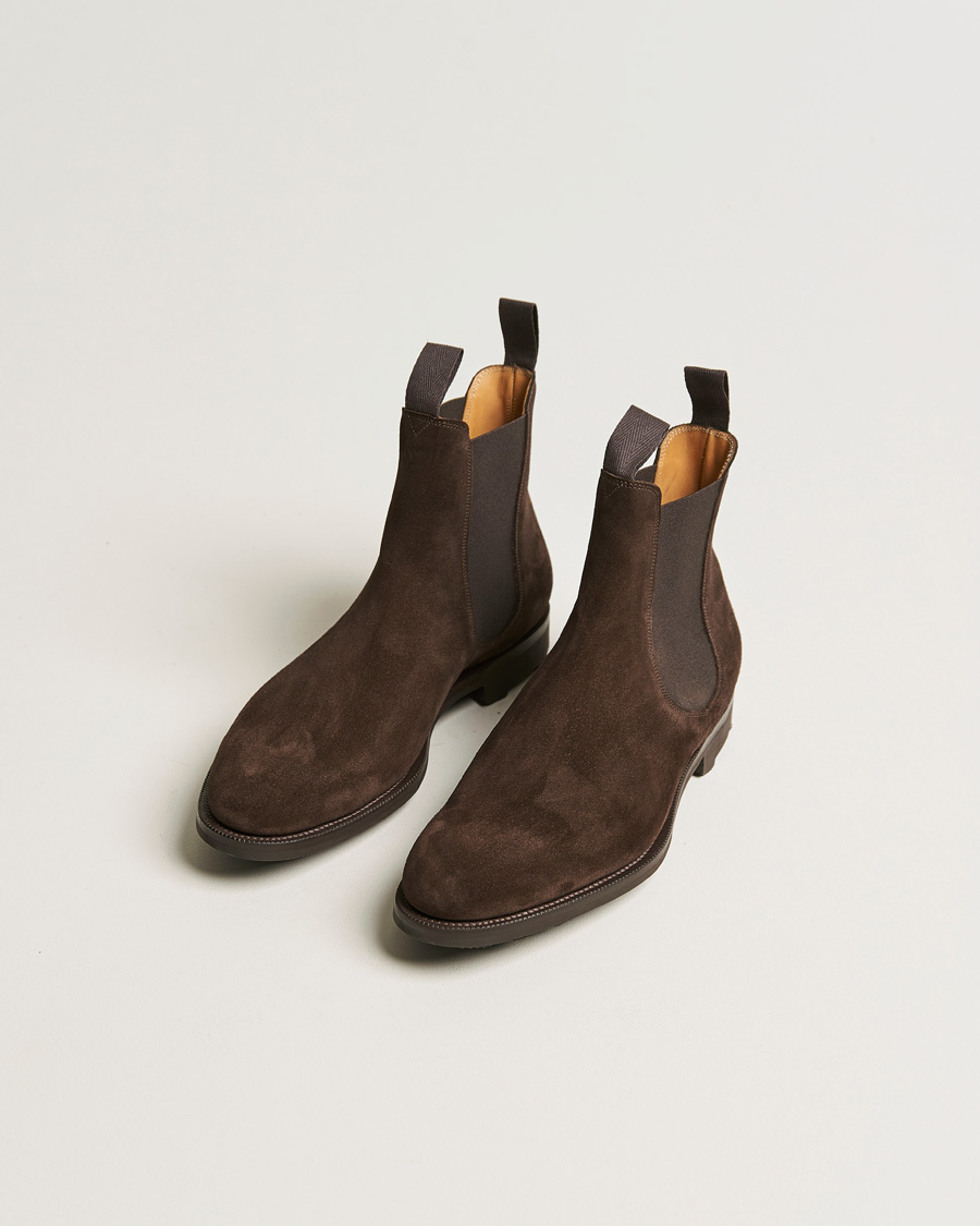 Men | Handmade Shoes | Edward Green | Newmarket Suede Chelsea Boot Espresso