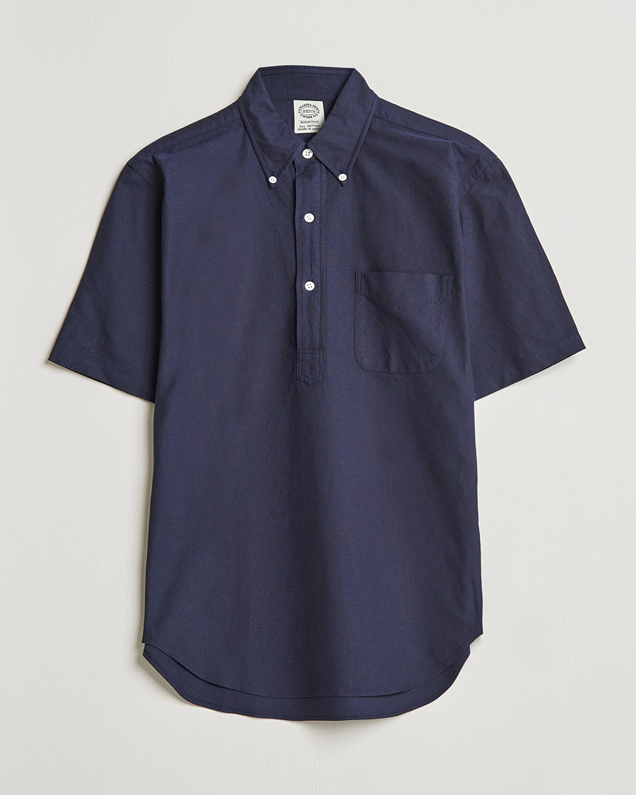 Men | Shirts | Kamakura Shirts | Vintage Ivy Short Sleeve Popover Shirt Navy