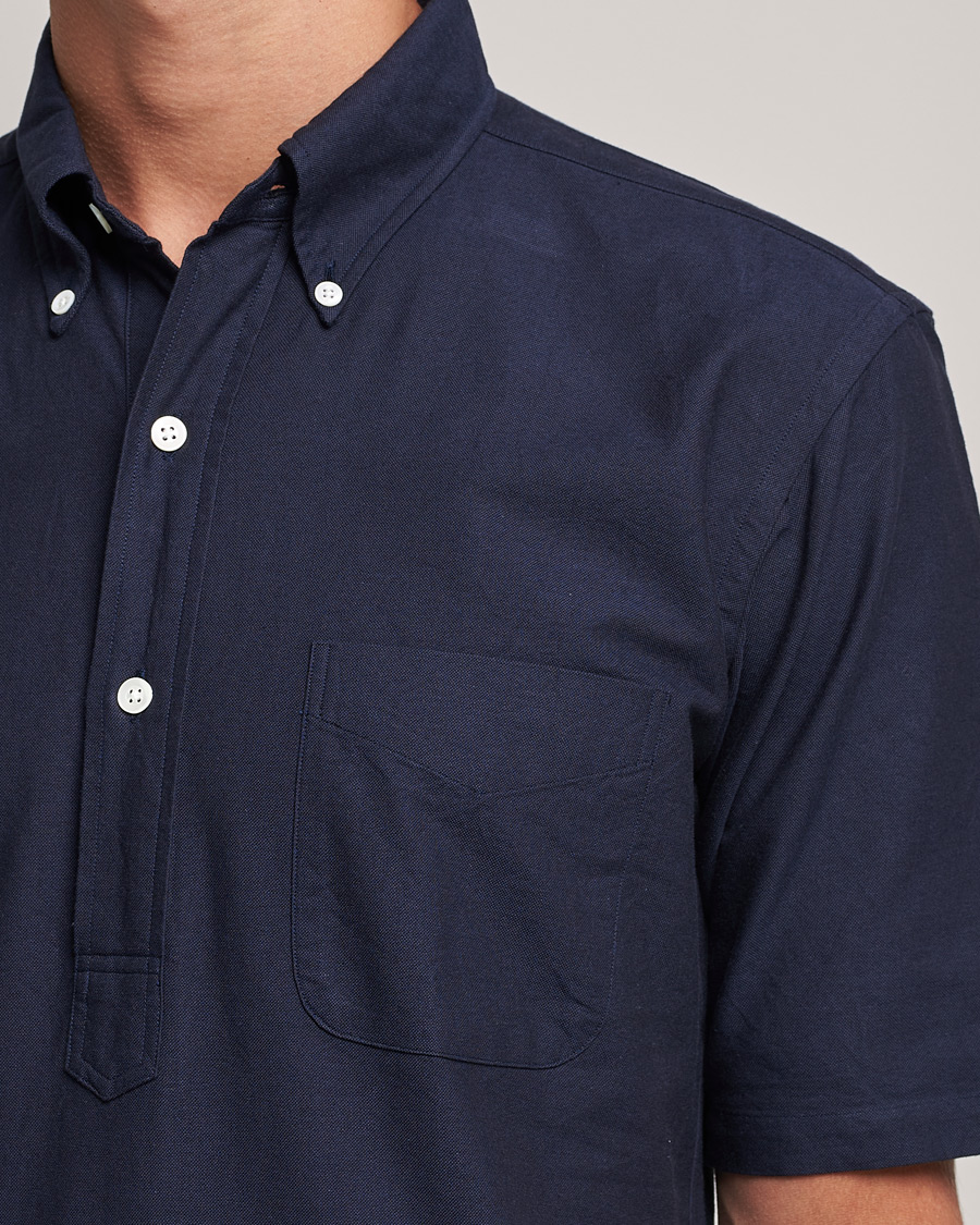 Men | Shirts | Kamakura Shirts | Vintage Ivy Short Sleeve Popover Shirt Navy