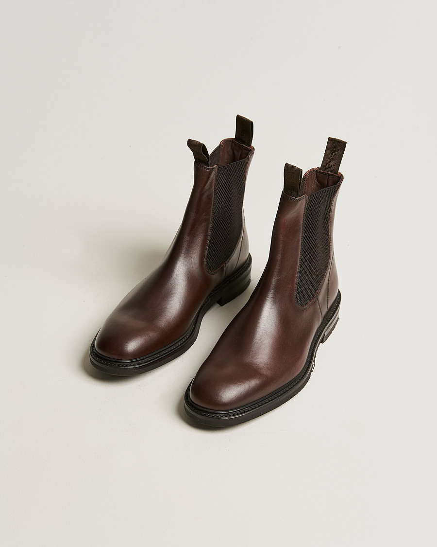 Men |  | Loake 1880 | Dingley Waxed Leather Chelsea Boot Dark Brown