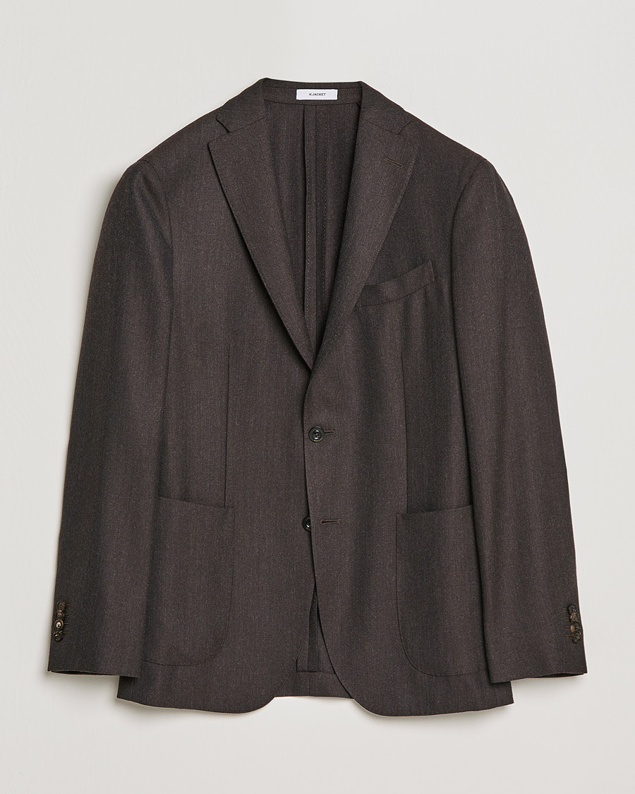 Men | Wool Blazers | Boglioli | K Jacket Wool Hopsack Blazer Dark Brown