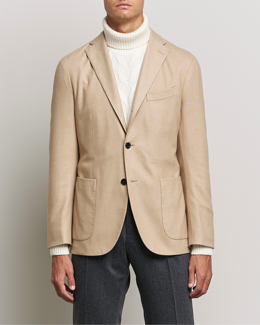 Men | Wool Blazers | Boglioli | K Jacket Dyed Flannel Blazer Beige