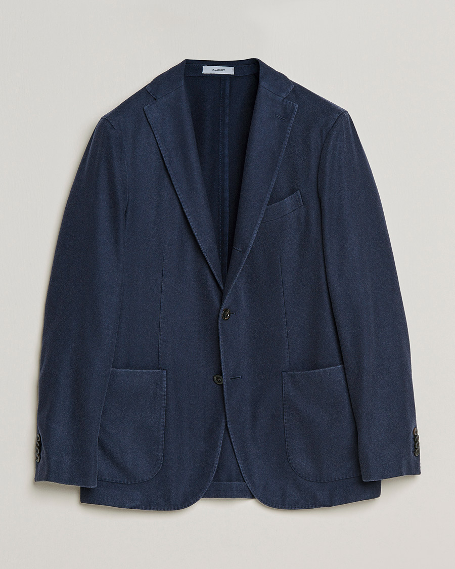 Men | Wool Blazers | Boglioli | K Jacket Garment Dyed Cashmere Blazer Dark Blue