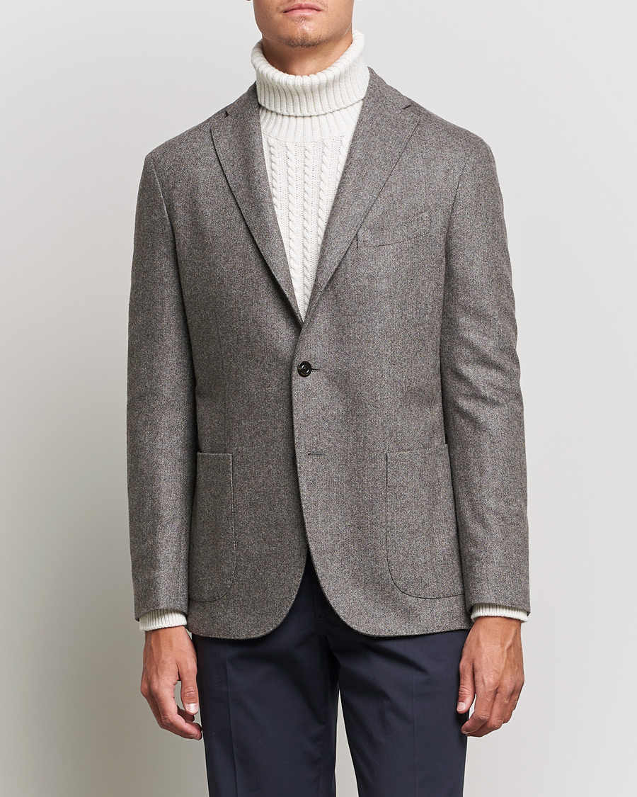 Men |  | Boglioli | K Jacket Herringbone Wool Blazer Light Grey