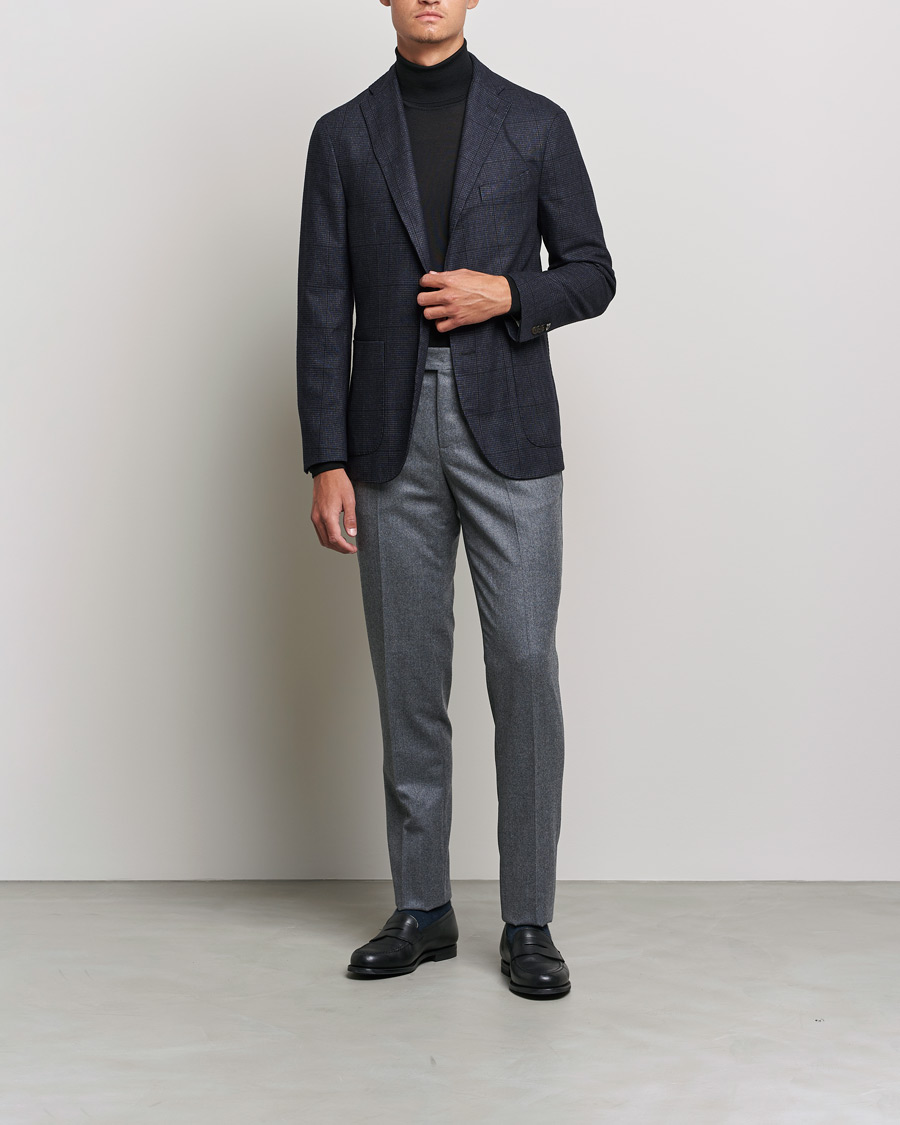 Men | Blazers | Boglioli | K Jacket Wool Check Blazer Navy