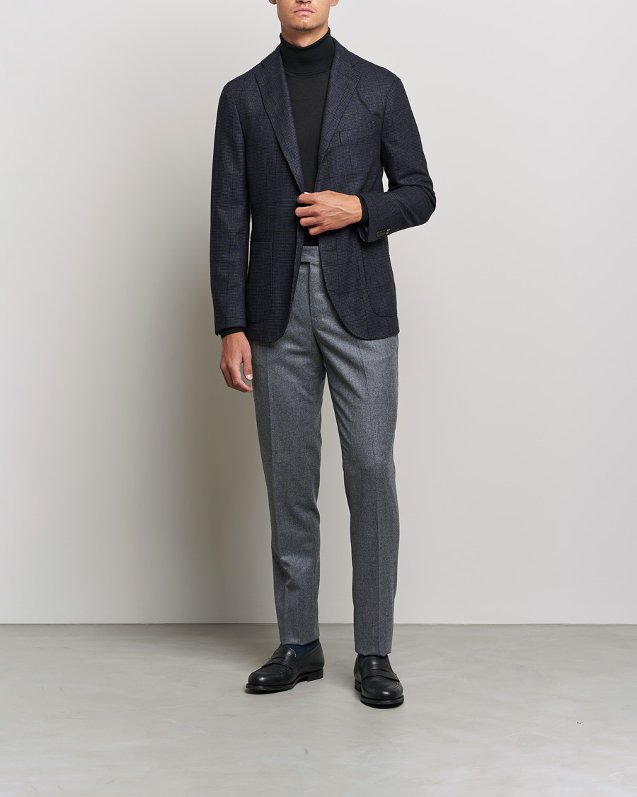 Men | Blazers | Boglioli | K Jacket Wool Check Blazer Navy