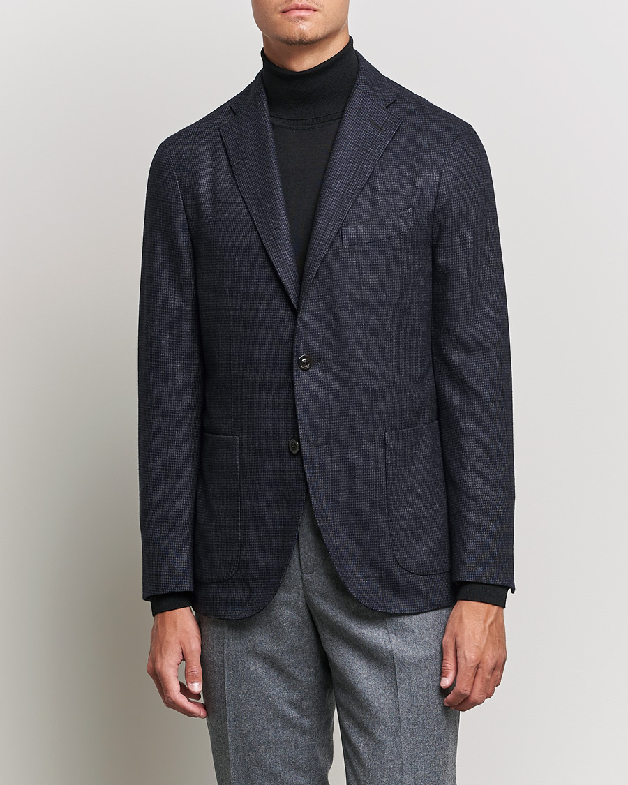 Men | Blazers | Boglioli | K Jacket Wool Check Blazer Navy
