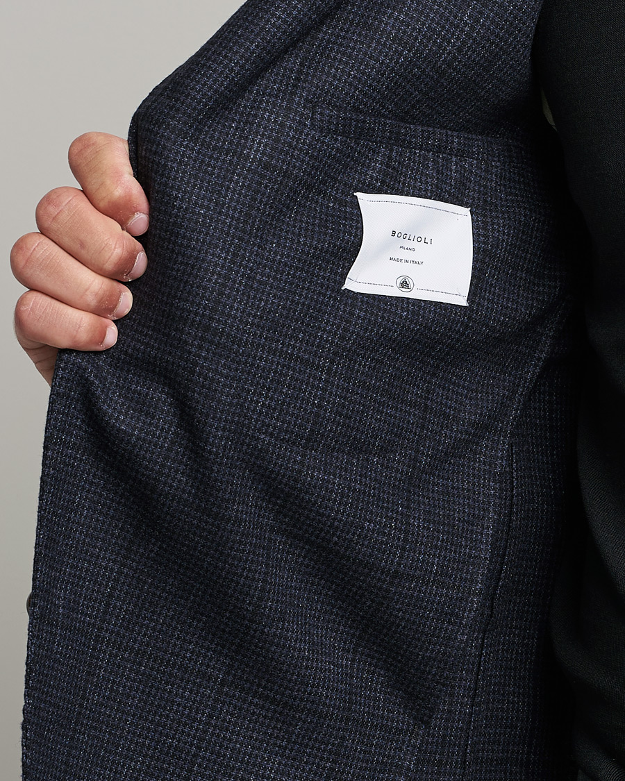 Men | Blazers | Boglioli | K Jacket Wool Check Blazer Navy
