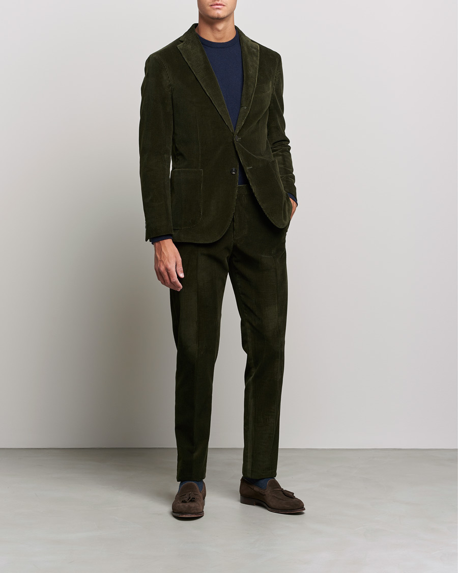 Men | Suits | Boglioli | K Jacket Wale Corduroy Suit Forest Green