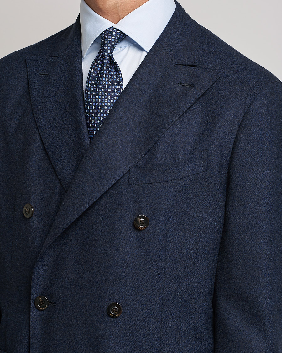 Boglioli K Jacket DB Flannel Suit Navy at CareOfCarl.com