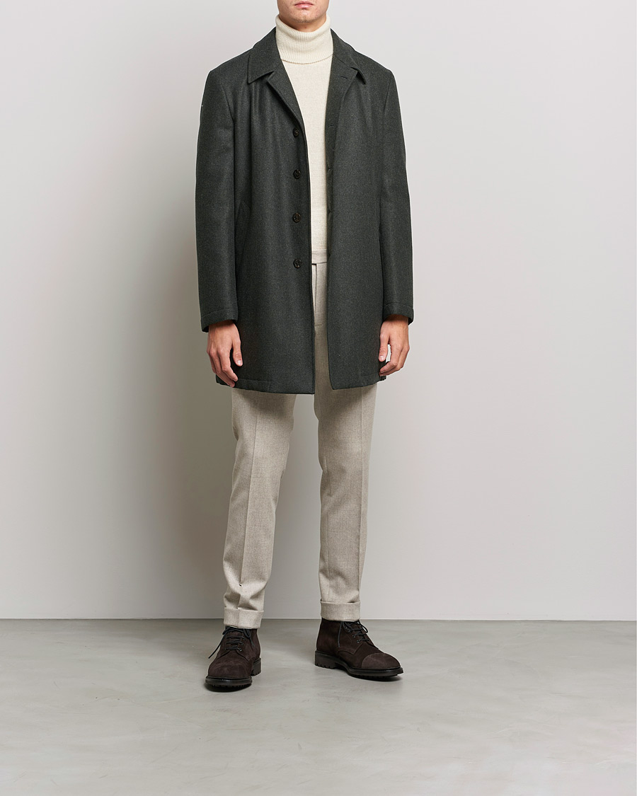 Men | Autumn Jackets | Boglioli | Padded Wool Coat Forest Green
