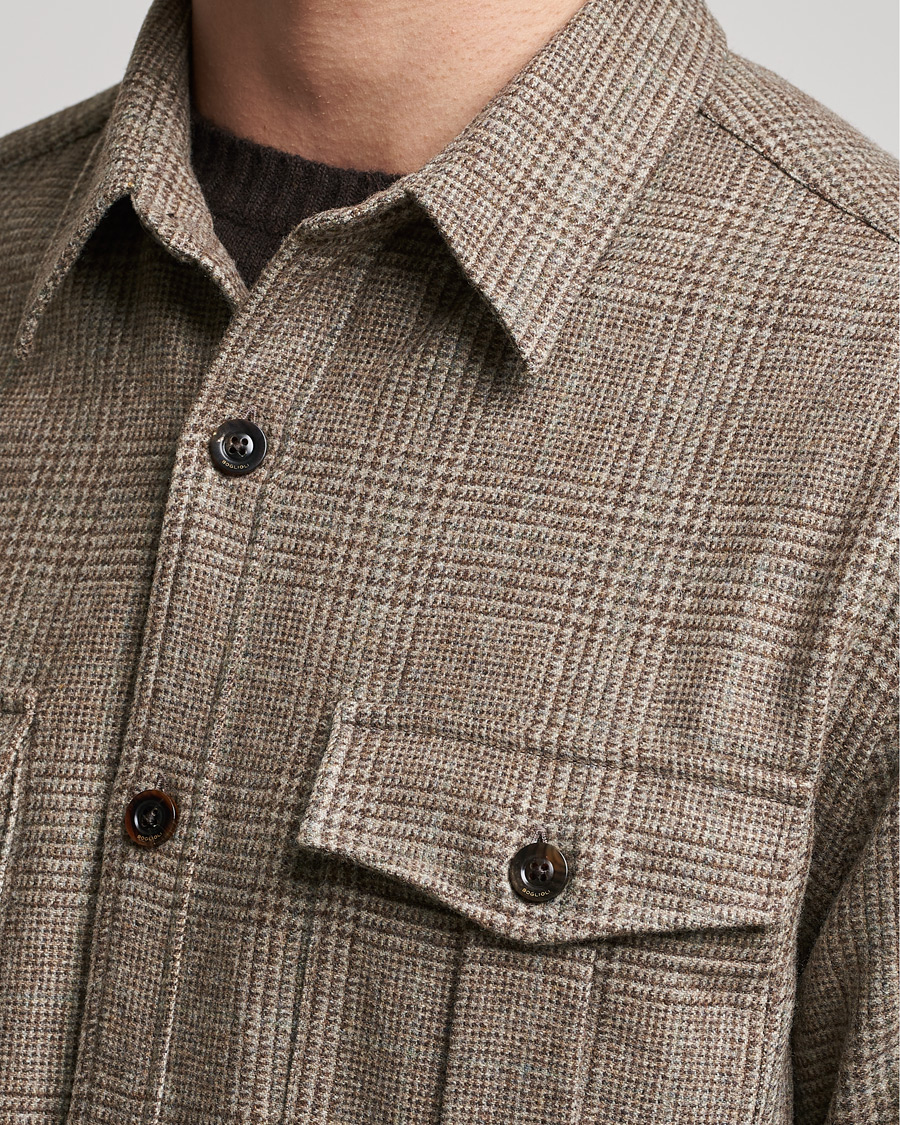 Men | Shirts | Boglioli | Check Flannel Overshirt Beige