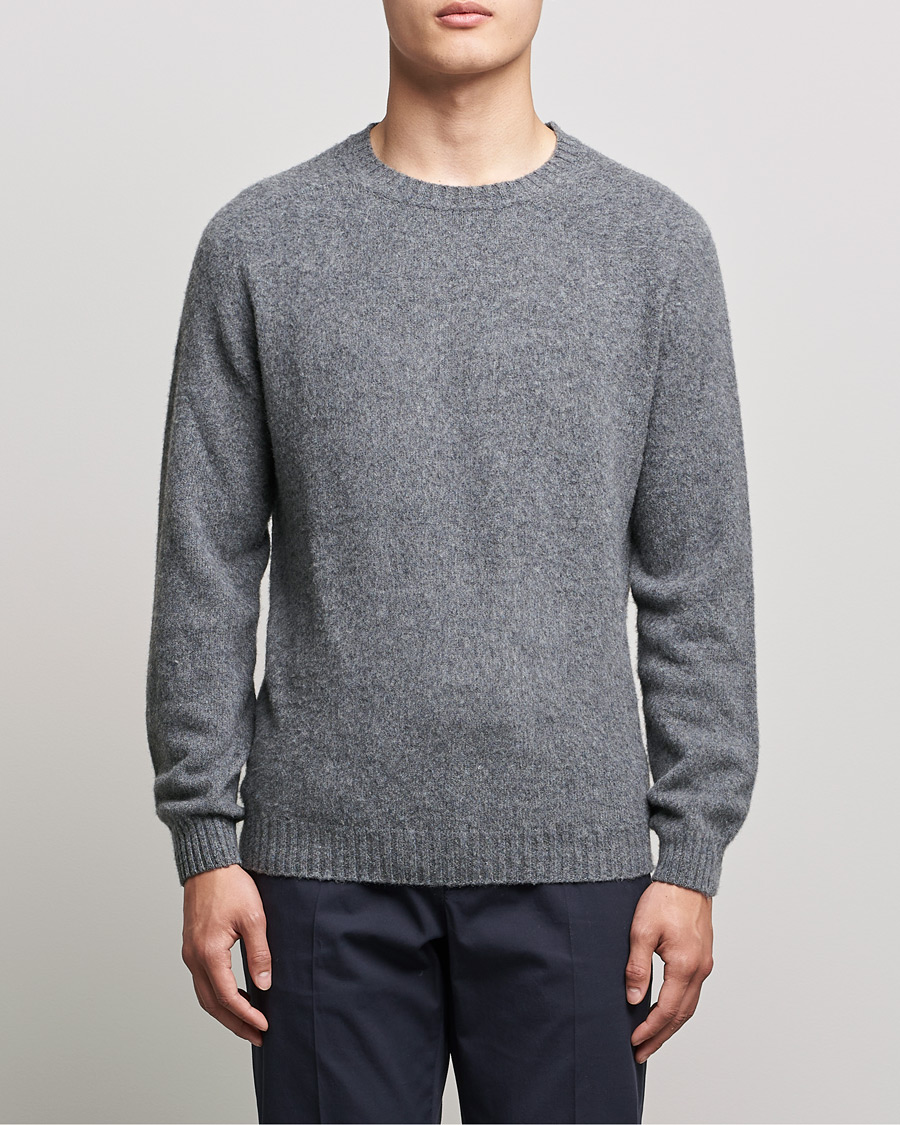 Men | Boglioli | Boglioli | Brushed Cashmere Sweater Grey Melange
