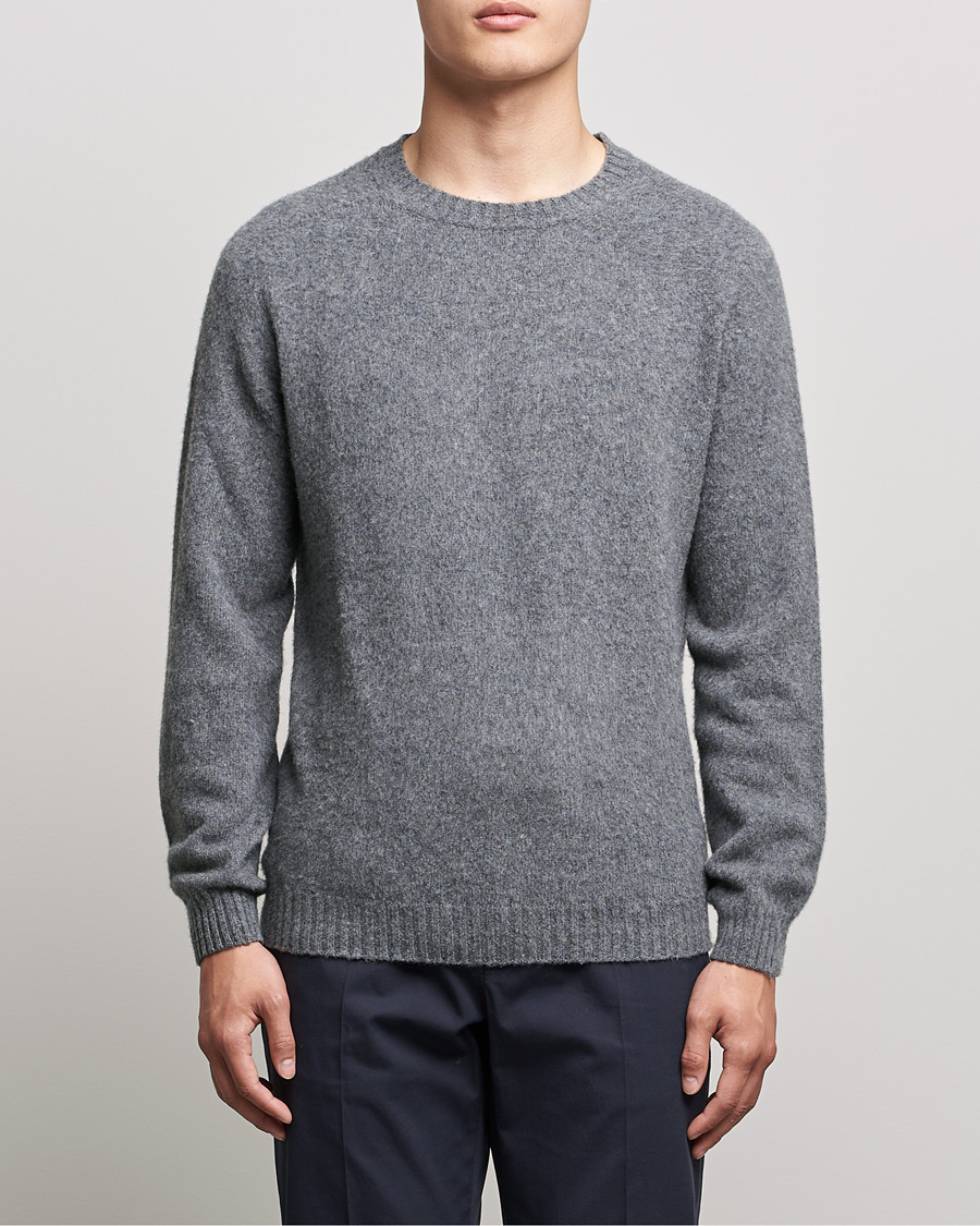 Men | Sweaters & Knitwear | Boglioli | Brushed Cashmere Sweater Grey Melange