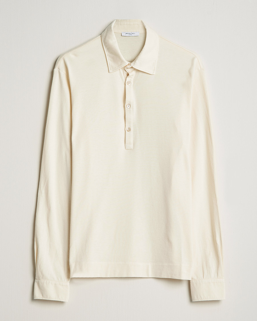 Men | Sweaters & Knitwear | Boglioli | Long Sleeve Polo Shirt Off White
