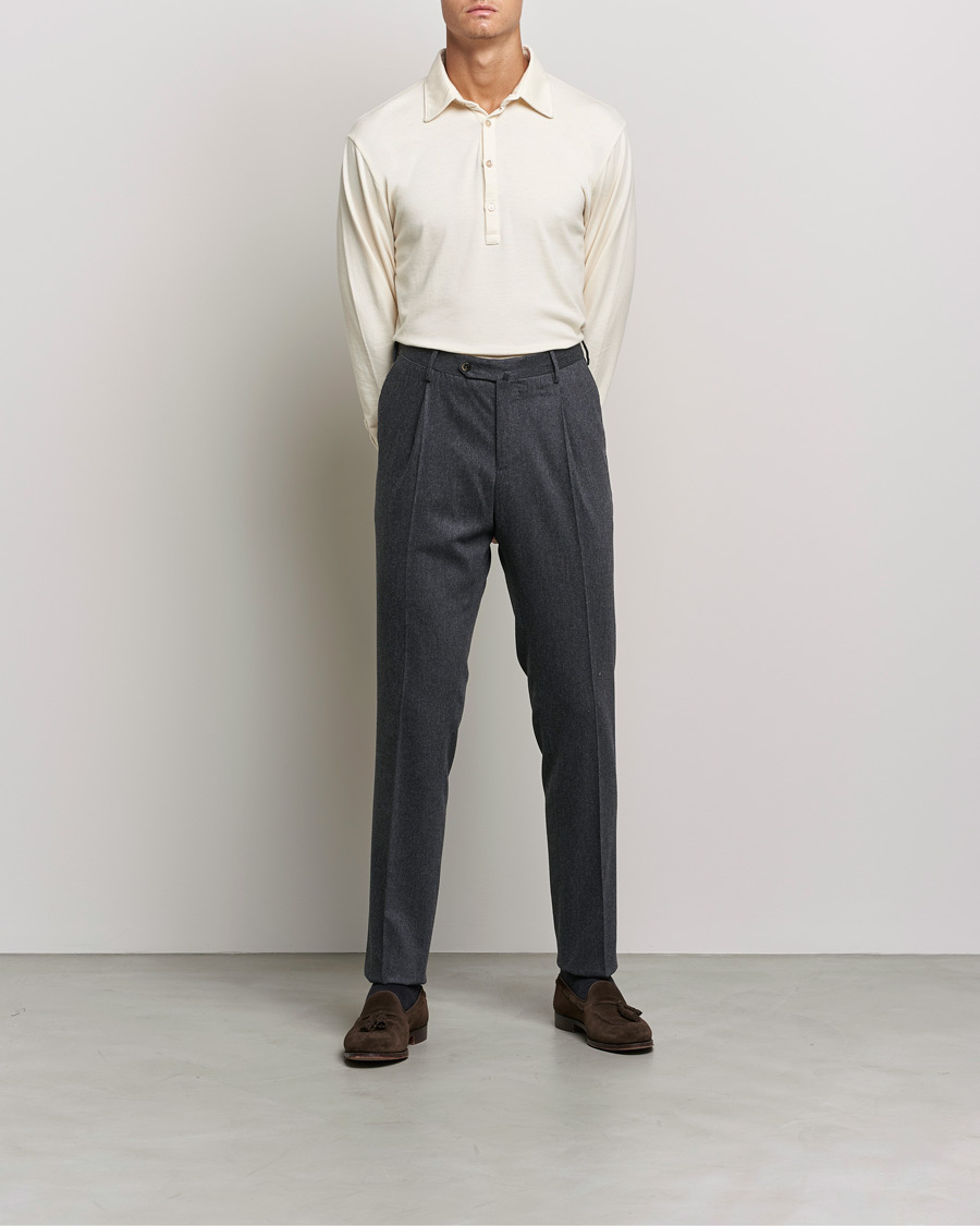 Men |  | Boglioli | Long Sleeve Polo Shirt Off White