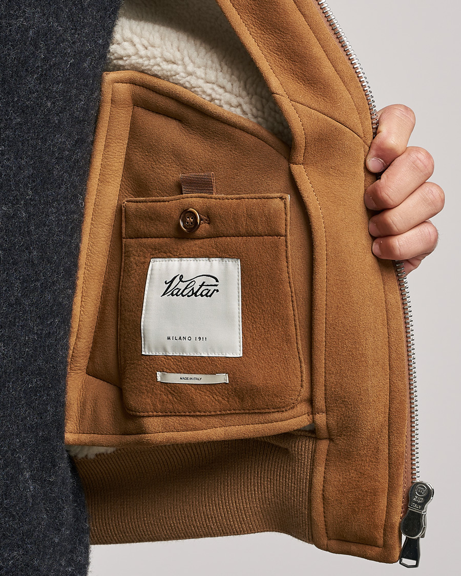 Men | Coats & Jackets | Valstar | Shearling Flight Jacket Brown/Natural
