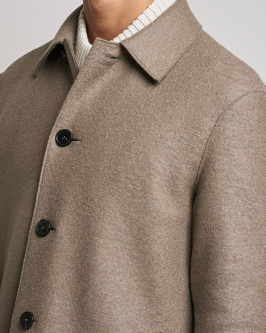 Men | Coats & Jackets | Harris Wharf London | Pressed Wool Mac Coat Natural Taupe