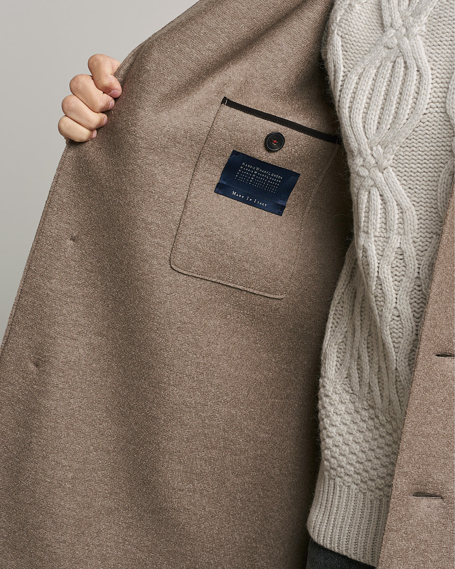 Men | Coats & Jackets | Harris Wharf London | Pressed Wool Mac Coat Natural Taupe