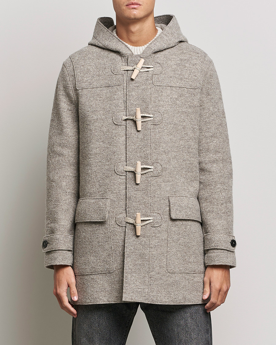 Men | Coats & Jackets | Harris Wharf London | Boiled Wool Duffle Coat Natural Casha