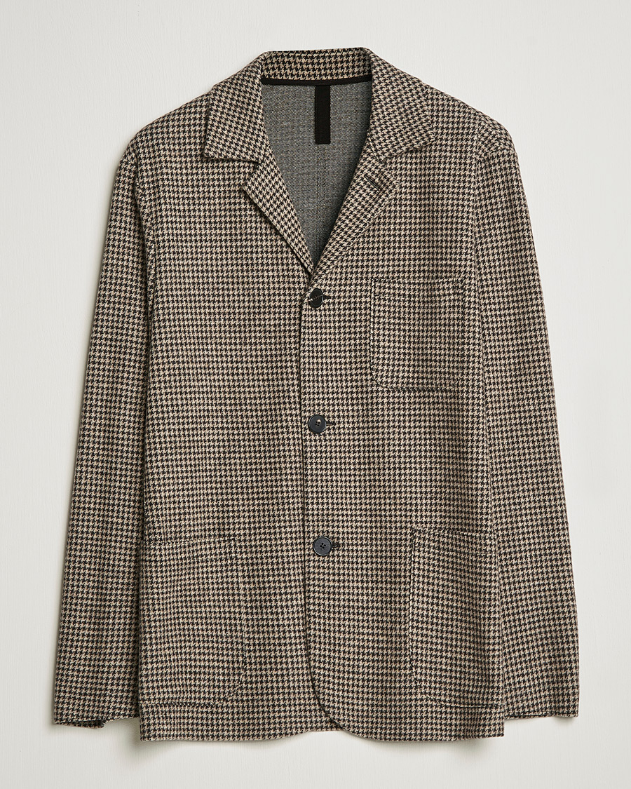 Men | Wool Blazers | Harris Wharf London | Dropped Shoulder Houndstooth Jacket Beige