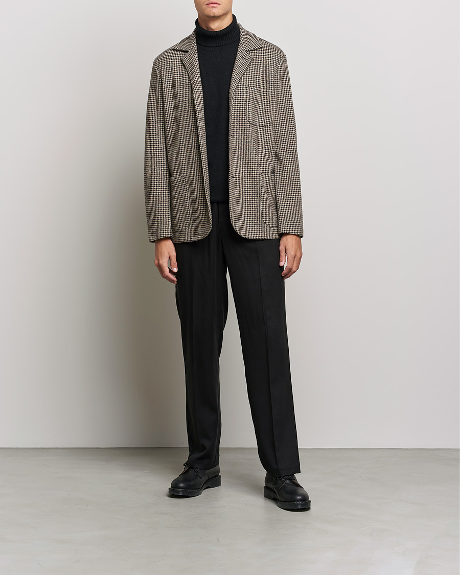 Men | Blazers | Harris Wharf London | Dropped Shoulder Houndstooth Jacket Beige