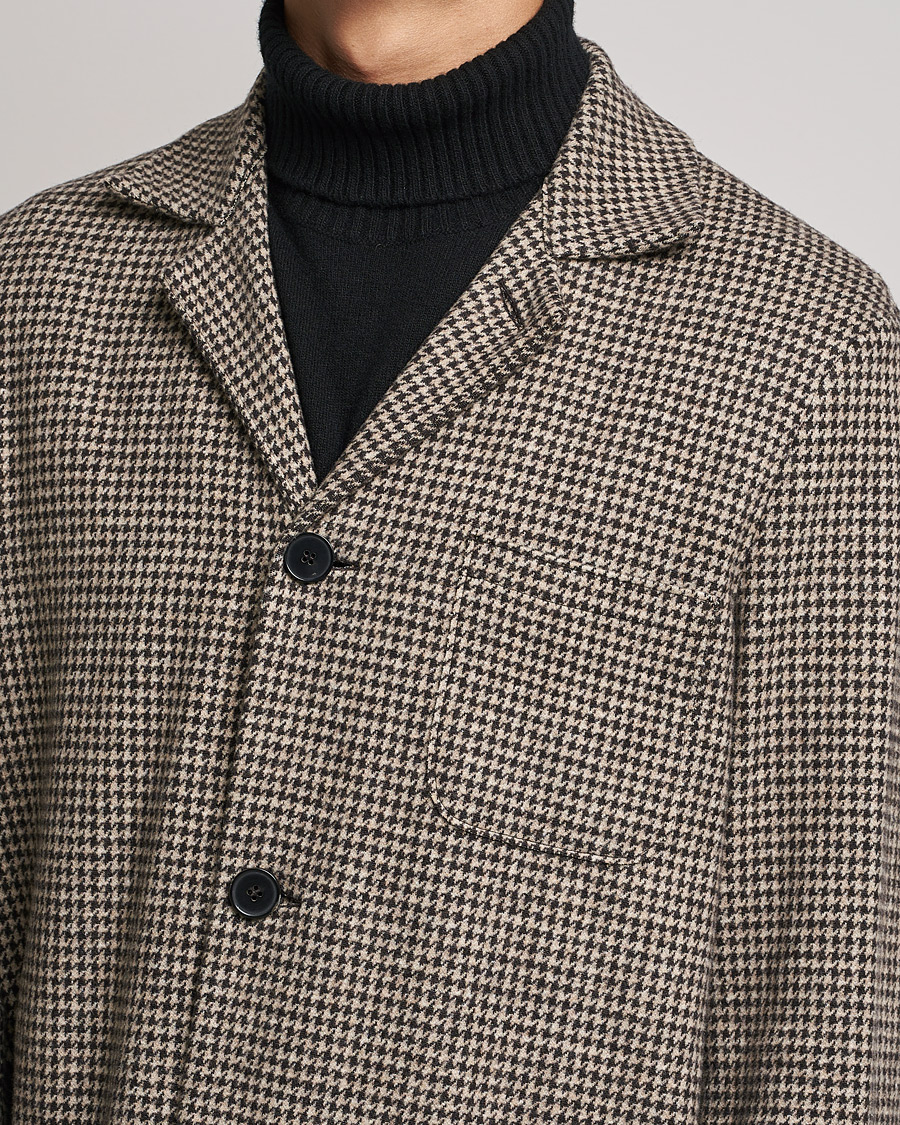 Men | Blazers | Harris Wharf London | Dropped Shoulder Houndstooth Jacket Beige