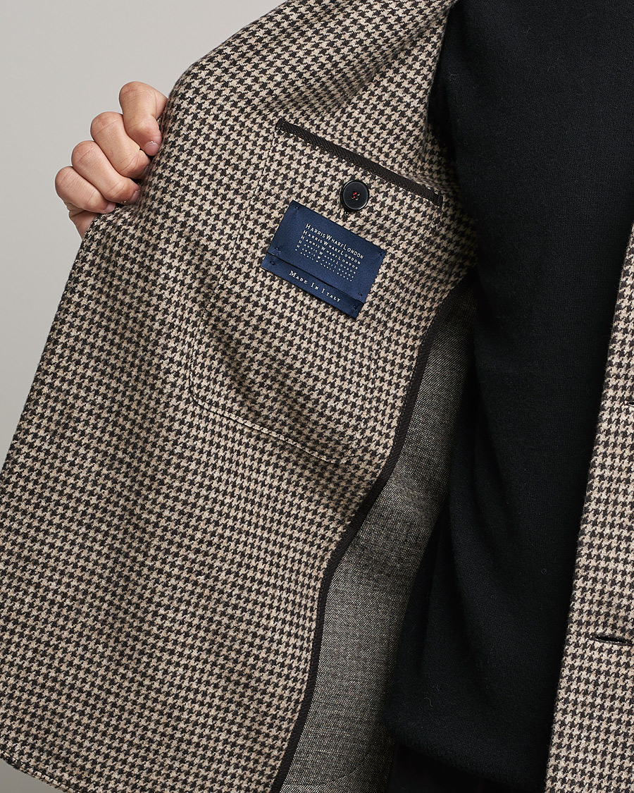 Men | Blazers | Harris Wharf London | Dropped Shoulder Houndstooth Jacket Beige