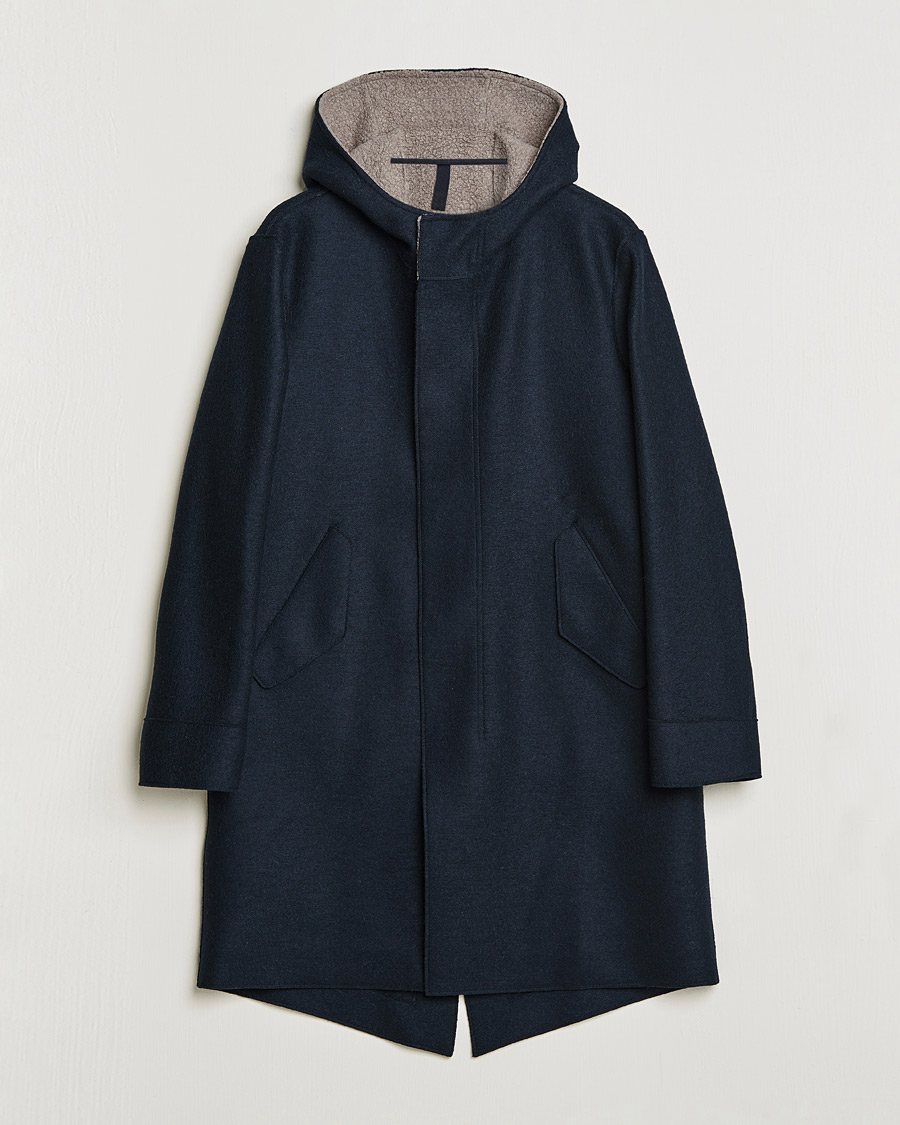 Men | Coats & Jackets | Harris Wharf London | Fishtail Wool Parka Navy