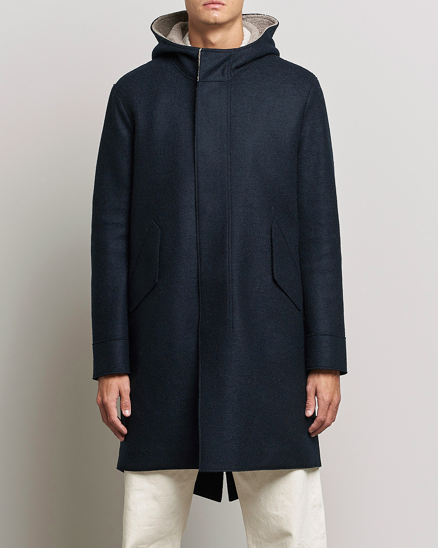 Men | Contemporary jackets | Harris Wharf London | Fishtail Wool Parka Navy