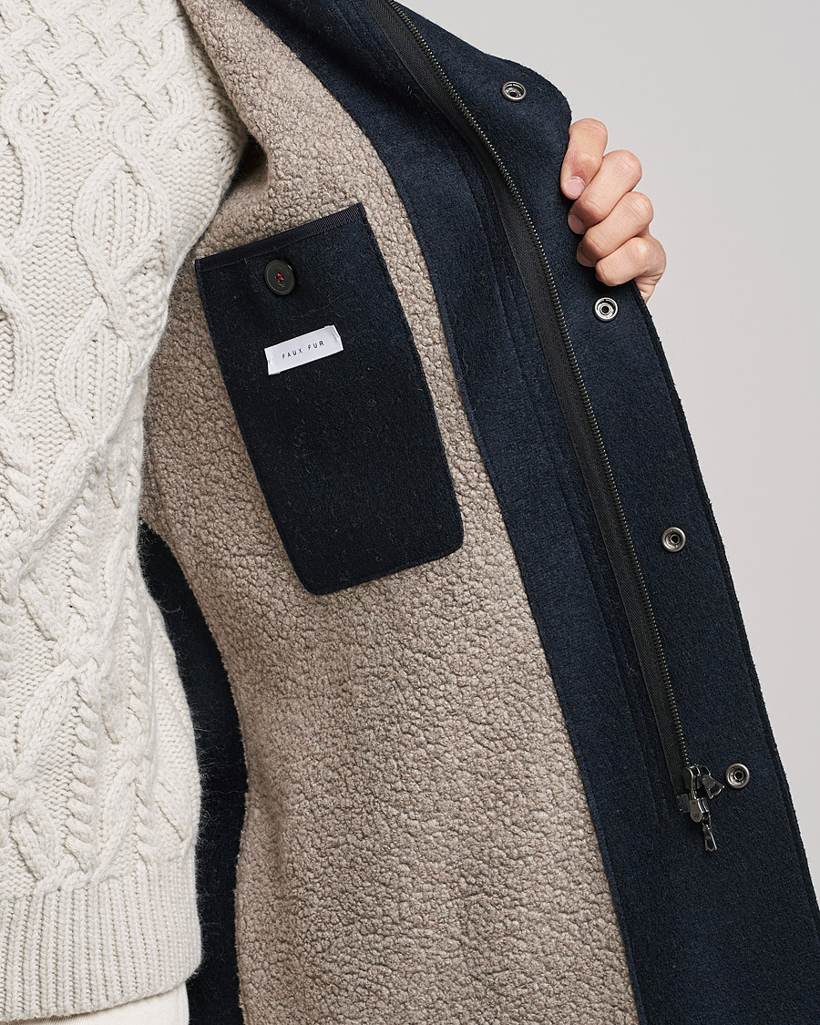 Men | Coats & Jackets | Harris Wharf London | Fishtail Wool Parka Navy