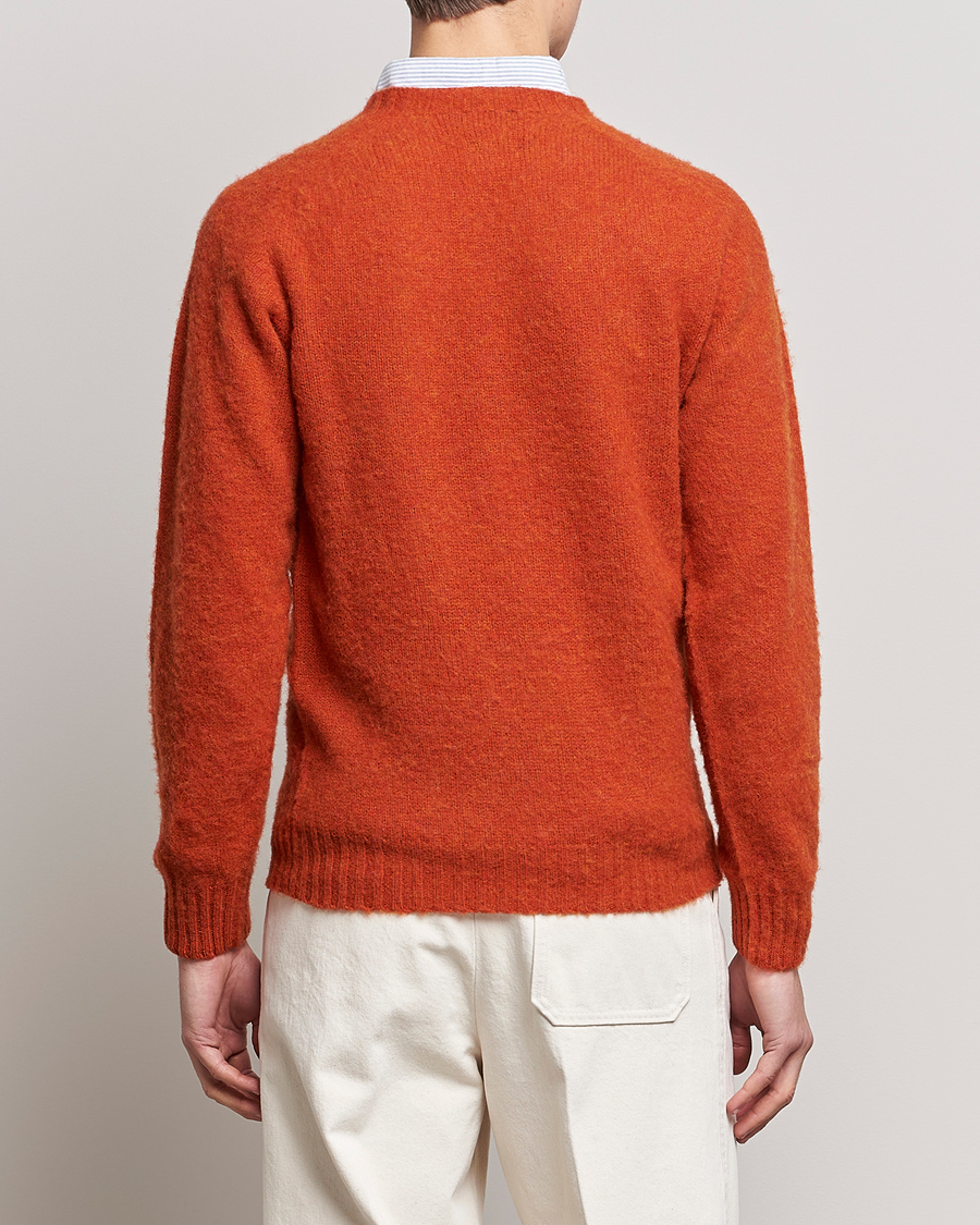 Men | Sweaters & Knitwear | Drake's | Brushed Shetland Crew Orange