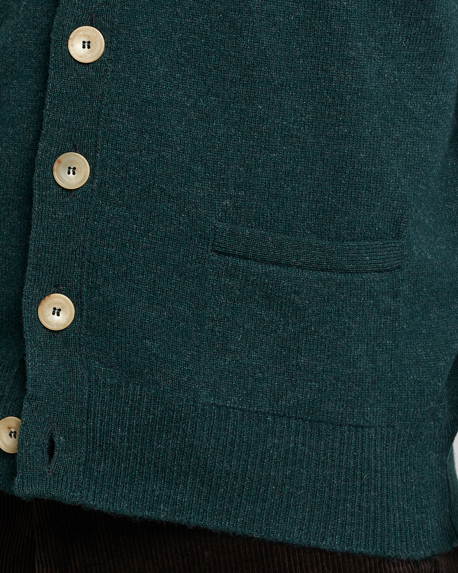 Men | Sweaters & Knitwear | Drake's | Lambswool Vest Cardigan Green
