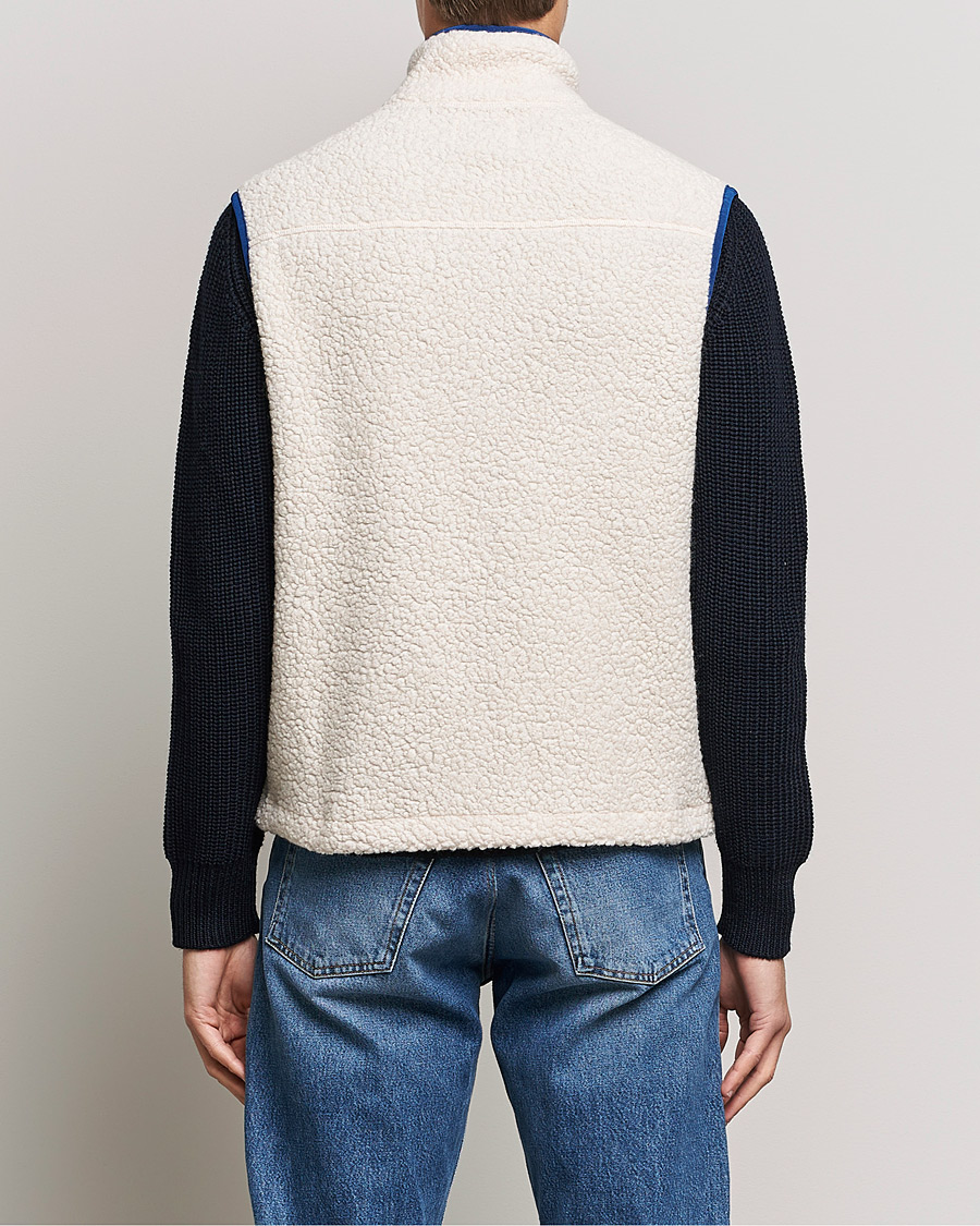 Men | Sweaters & Knitwear | Drake's | Zip Through Fleece Vest Ecru