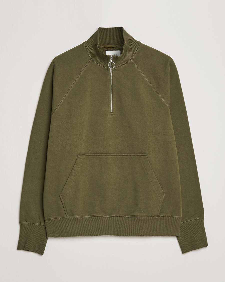 Men | Sweaters & Knitwear | Drake's | Quarter Zip Sweatshirt Green